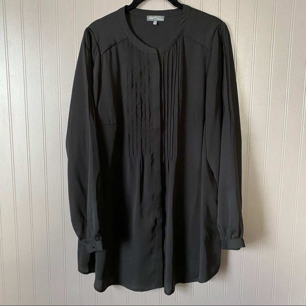 Market & Spruce Pleated Front Button Down Shirt 1X
